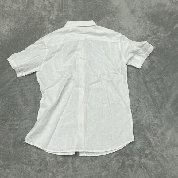 Weatherproof Vintage White Washable Linen Shirt Short Sleeves M a0017 - Picture 8 of 9